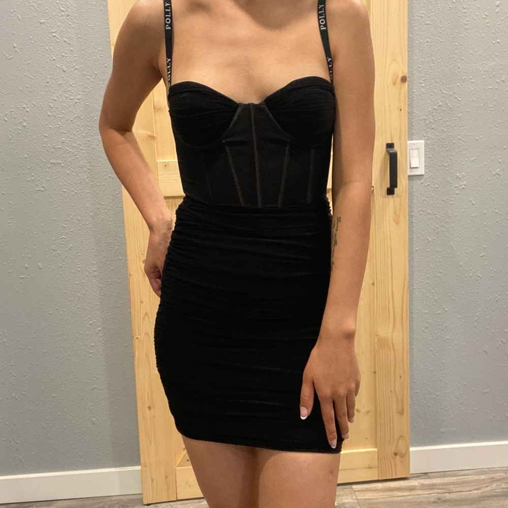 Oh Polly Black Mini Dress with Straps